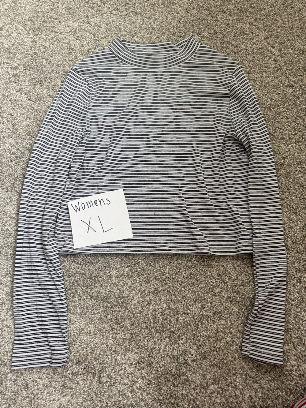 Cotton On Black & White Striped Long Sleeve Cropped Tee